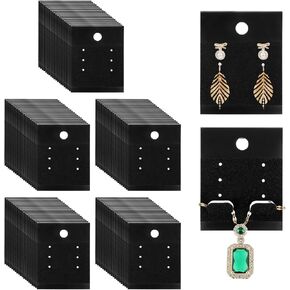 Black Earring Display Cards, 100 PCS Black Velvet Plastic Display Cards Earring Card Holder for Earrings, Ear Studs Necklace Jewelry Accessory Display