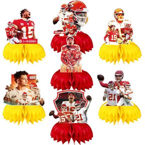 Patrick Mahomes Party Decorations Honeycomb Centerpiece, 7 Pieces American Football Star Theme 3D Double Side Cake Toppers Table Centerpieces, Photo Backdrop for Kids Adults Birthday Party Decorations in Saudi Arabia