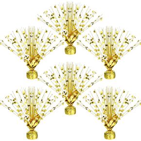 Crowye 6 Pieces Foil Spray Table Centerpieces Decoration Metallic Round Foil Spray Party Table Centerpiece Burst Centerpieces for Birthday Party Anniversary Holiday(Gold)