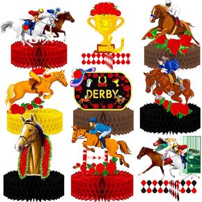 umoni 14pcs Derby Horsing Honeycomb Centerpieces Derby Horse Decorations Horse Racing Game Party Supplies Derby Party Table Decoration for Derby Day Festival Decor