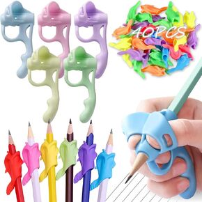 40pcs قبضة قلم رصاص للأطفال خط اليد ، قبضة القلم الصغيرة السيليكون ، ومسح قلم رصاص تصحيح الموقف للأطفال خط اليد وتدريس المبتدئين