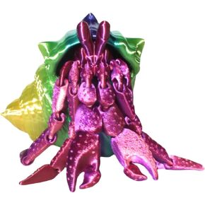 Cute Hermit Crab With Shell With Bracelets Fun Articulated Fidget Toy 3D Printed Desk Sculpture Basket Stuffers