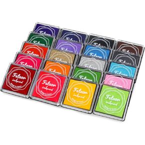 MOYBMG 20 Colors Washable Ink Pads for Kids Rubber Stamps, Fingerprint Crafts Stamp Pad for Kids, Paper, Scrapbook, Fabric, Wood (Pack of 20)