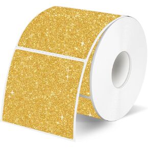 2" x 2" Square Thermal Labels Stickers, Holographic Glitter Thermal Stickers Labels, Waterproof Direct Thermals Label for Small Business, DIY Design- Silver