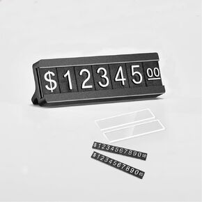 Mollytek 10 Sets Price Display Counter Stand Adjustable Price Tag with Aluminum Base for Jewelry Dollar Price Display Cube Block Kit for Retail Shop (Black)