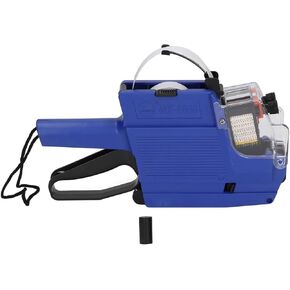 Price Tag Gun 10 Digits 2 Lines Label Gun Labeling Machine Labeller Marker Attacher Tool with Ink Roller for Office Retail Store Grocery Organization Marking(blue)