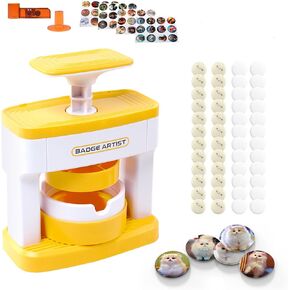 Button Maker Machine for Kids, Pin Maker Machine Sturdy Button Press Kit, Pin Badge Maker Machine with 24Pcs Button and 48 Pictures and Circle Cutter, Ideal DIY Kit for Kids.