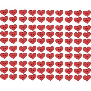 100Pcs 2 Holes Red Heart Button Red Love Heart Wooden Button Clothes Red Heart Buttons DIY Sewing Accessory Decor Red Nice and Fashion,Sewing Buttons