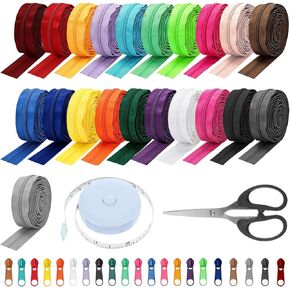 21pcs #5 سستّات سحابات نايلون لفائف 63 عامًا سحاب طويل من السوستة الكبيرة من الفناء مع 126pcs shipper sliders تسحب رأسها لتوصيلات تصرف الخياطة DIY (21 لونًا)