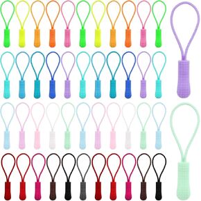 100pcs Luggage Zipper Pull Nylon Zipper Pulls Replacement Colors Zipper Tags Strong Cord Zipper Extension Pulls for Clothes Zipper Puller Helper for Backpacks Traveling Case Luggage Zipper Pulls Tab
