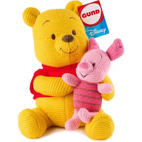 GUND Disney Official Pooh and Piglet Knit Plush, Winnie The Pooh, Stuffed Animal for Ages 1 and Up, Yellow/Pink, 10"