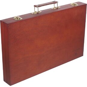 VILLCASE Wooden Box with Hinged Lid, Art Supply Artist Wood Storage Box Rectangle Keepsake Box Clasp Painting Tool Case for Storing Paints, Brushes & Art Supplies