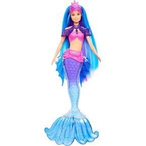 Barbie Mermaid Power Doll Set, Barbie "Malibu" Fashion Doll with Seahorse Pet & Accessories, Mermaid Toy with Interchangeable Fins