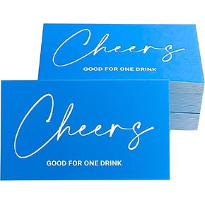RXBC2011 Cheers Card Drink Token Beverage Coupon Cards for Party Wedding Halloween 2x3.5 Inch Pack of 100 Skyblue