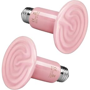 Simple Deluxe 150W Reptiles Ceramic Heat Lamp Suitable for E26 Base, 24H Heat Source, No Light Emitting Infrared Heat Bulbs, 2-Pack for Duck Lizard Turtle Snake