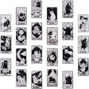 22 Pcs Tarot Card Acrylic Charms Vintage Magic Tarot Card Pendants Rectangle Magic Ouijas Charm Cat Charms for Bracelet Necklace Earring Jewelry Making