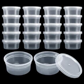 GWHOLE Slime Containers with Lids, 20 Pack Small Plastic Containers Reusable for Slime Art Work Bead Floam Material Storage(4.5oz)
