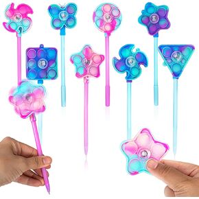 ArtCreativity 3 in 1 Windmill Popper Pens for Kids - Set of 8 - Pens, Pop It Fidget Toys, and Fidget Spinners Combined - Fidget Party Favors, Pinata Fillers, Goodie Bag Stuffers for Ages 3 and Up
