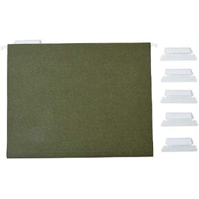 Staples 726597 Recycled Reinforced Hanging File Folders 5-Tab Letter Std Green 25/Bx