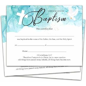 Baptism Certificates for Church, Minimalist Baby Dedication Certificates with Baby Christening, Watercolor Blue Baptism Gifts for Baby Boys Girls Kids, 25 Pcs Baby Shower Baby Baptismal Award -16