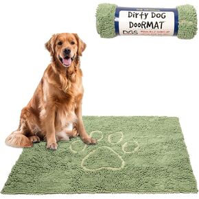 Dog Gone Smart Dirty Dock Doormat - سجادة تجفيف سريعة مع دعم القابض الفائق للأرضيات النظيفة - موصية فائقة وجبات قابلة للغسل للآلة لموحلة Magdy Paws - Sage Green