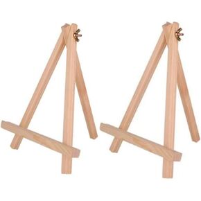 9.45 Inch Adjustable Mini Wood Easels Tabletop Painting Easel Stand for Artist Cards Phone Photos, Portable Triangle Tabletop Canvas Holder for Painting Canvases Display (2 Pack)