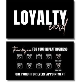 Facial Loyalty Card, 10-Punch Reward System, 55 cards, full color high gloss front and back (Black)