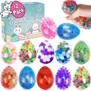 12Pcs Easter Egg Stress Balls, Easter Basket Stuffers, Easter Egg Fillers, Squishy Squeeze Balls for Adults, Easter Egg Hunt, Party Favors Classroom Prizes