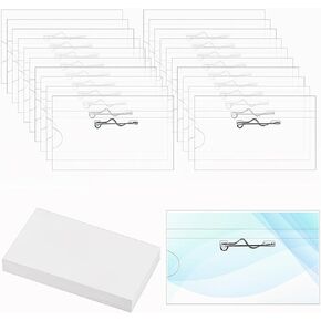 100Pcs Name Tags with Pins, Clear Plastic Name Tag Holder Horizontal Pin Style Name Badge Holders with 100Pcs Name Tag Inserts for Meeting Seminar Show Event Conference(3.5 x 2.2 Inch)