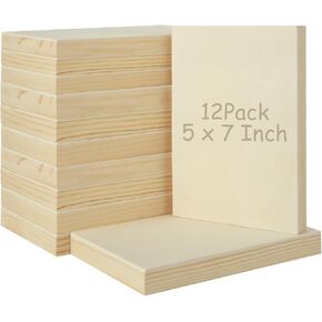 12 حزمة خشبية قماش 5 × 7 بوصات لوحات خشبية قماش للطلاء ، ألواح خشبية للحرف الفنية الأكريليك واللوحة الزيتية مشاريع DIY in Kuwait