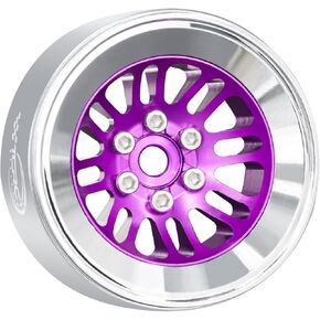 4PCS Aluminum 2.2 Inch High Mass Beadlock Wheels Hubs for 1/10 Axial Wraith RR10 YETI SCX10 D90 TRAXXAS TRX4 CC01 RC Crawler Car,Chrome+Purple