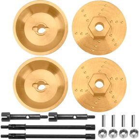 4Pack Vgoohobby RC 6mm Brass Wheel Hub Knuckle Counterweight Front Rear Wheel Axle Drive Shaft Joint Compatible with Axial Scx24 AXI90081 AXI00002 AXI00001 1/24 RC Crawler Car