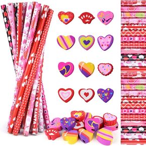 MIAHART 48 Pieces Kids Party Bag Filler Set, Valentine's Day Pencils Halloween Christmas Pencils Party Goody Bag Fillers for School Supplies