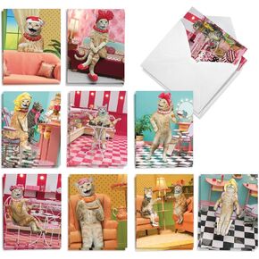 The Best Card Company 20 Assorted Funny Blank Notecards Boxed Set 4 x 5.12 Inch with Envelopes (10 Designs, 2 Each), For Women, Maude Antics AM8594OCB-B2x10