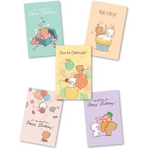 Greeting Card Assortment 5-Pack Authentic Merchandise 4" x 6" Inches Blank Milk and Mocha Cards with Envelopes Unique Designs for Family Friends Partners Cute Adorable Fun
