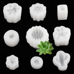 MOUYAT 9 Pack Succulent Silicone Mold, 3D Cactus Resin Mold, Silicone Candle Molds for Candle Making, Soap Molds, Fondant Cake Decoration