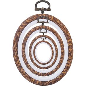 4 Pcs Embroidery Hoops Set-Decorative Cross Stitch Hoop Ring Imitated Wood Display Frame-Oval Hand Embroidery Kits for Art Craft Sewing (4 Different Size)