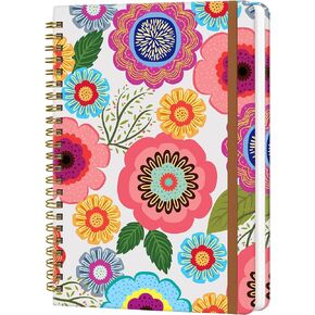 Spiral Journal Notebook for Women, Hardcover A5 College Ruled Notebook, 120 Pages, Thick Paper, Cute Lined Journal for School, Office & Work, 6 x 8.4 in(Cute Flower)