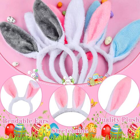 12 قطعة من عصابات الرأس على شكل أذن الأرنب من القطيفة اللطيفة على شكل أرنب على شكل أرنب عيد الفصح والهالوين in Kuwait