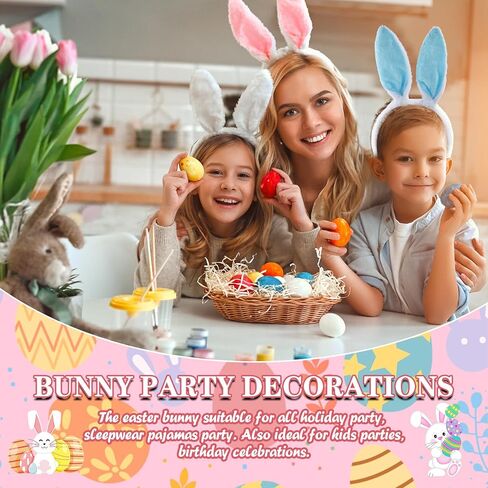 12 قطعة من عصابات الرأس على شكل أذن الأرنب من القطيفة اللطيفة على شكل أرنب على شكل أرنب عيد الفصح والهالوين in Kuwait