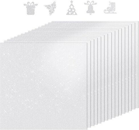 BEISHIDA White Cardstock Paper, 12" x 12" Glitter Cardstock, White Glitter Paper Sparkly Paper, 250GSM Craft Paper Sheet for Cricut, Scrapbooking, Crafts, DIY Art Projects and Decorations(15 Sheets) in Kuwait