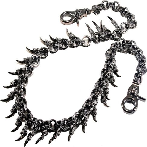 Double K Dragon Claw Symbol Biker Key Jean Wallet Chain (28") Silver Black CS79 in Saudi Arabia