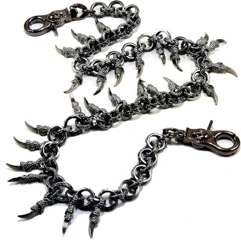 Double K Dragon Claw Symbol Biker Key Jean Wallet Chain (28") Silver Black CS79 in Saudi Arabia