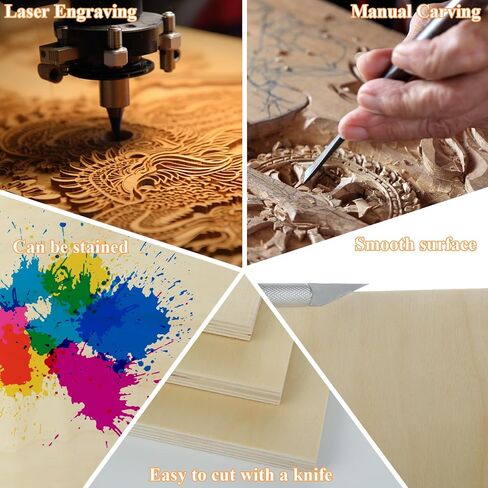 5 صفائح حزمة باسود للحرف اليدوية ، 12 × 16 × 1/2 بوصة 12 مم من أوراق الخشب الرقائقي الرفيع غير المكتم in Kuwait