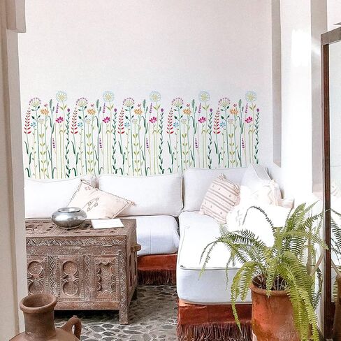 BENECREAT 2Pcs Wildflower Stencils, 12x12inch Tall Flower Weeds Tree Plants PET Painting Templates Drawing Stencils for Scrapbooking, Floor Furniture, Wall Art in Saudi Arabia
