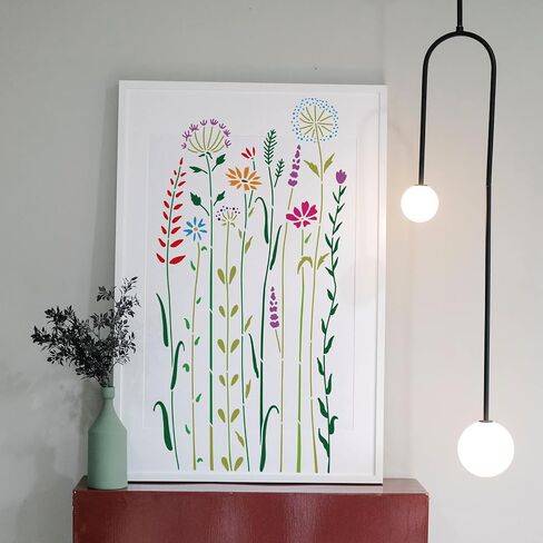 BENECREAT 2Pcs Wildflower Stencils, 12x12inch Tall Flower Weeds Tree Plants PET Painting Templates Drawing Stencils for Scrapbooking, Floor Furniture, Wall Art in Saudi Arabia