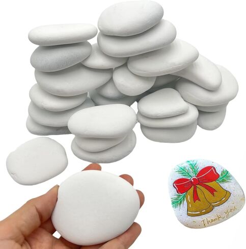 34PCS White Rocks for Painting, Flat DIY Painting Rocks, Small & Medium Smooth Rocks for Crafts, Arts,Decoration, Kindness Rocks Hand Picked for Painting in Kuwait