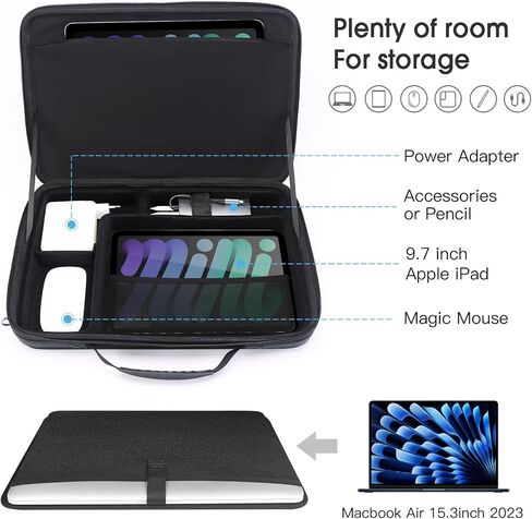 Smatree Hard Laptop Briefcase for 16inch Macbook Pro M4 2024/M3/M2 2023 A2141, 15.3inch MacBook Air 2024 M3/2023 M2, for 15.6 inch Samsung Galaxy Book4/HP Envy X360 15 Shoulder Bag, 11inch iPad Pro M4 in Saudi Arabia