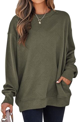 SHEWIN Womens Oversized Sweatshirt Fall Fashion 2024 Long Sleeve Tops Casual Crewneck Sweatshirts with Pockets in Saudi Arabia