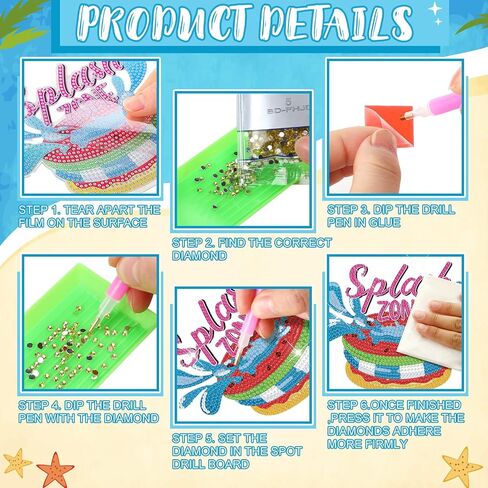 Moucuny 6 Pcs Summer Diamond Painting Sign Set Diamond Painting Kits Slippers Sunshine Desktop Table Signs Ornaments DIY Kits for Acrylic Paint Decorations(Summer) in Kuwait